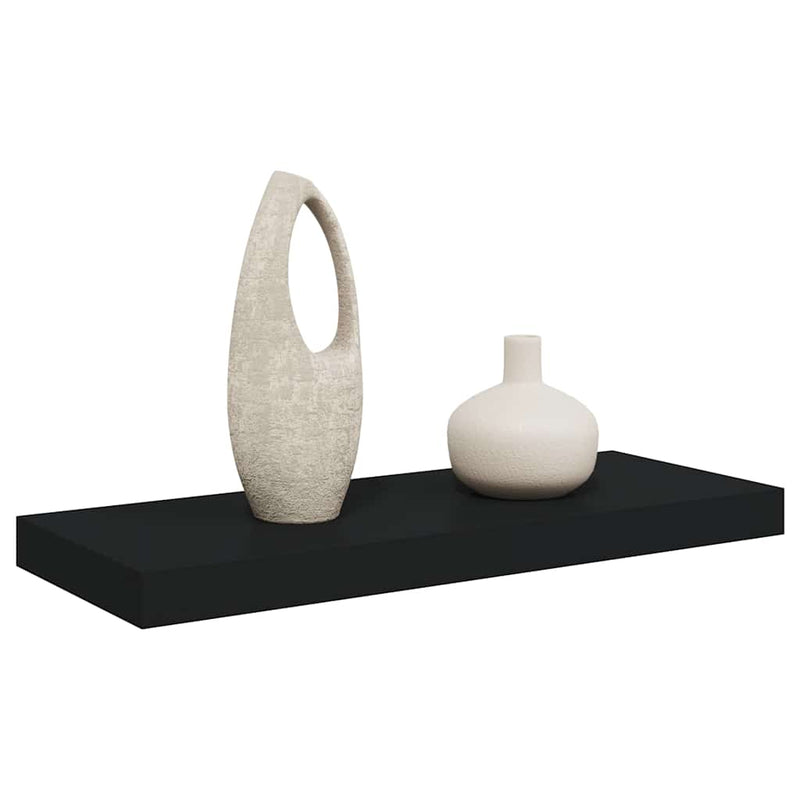 Raft de perete suspendat, negru, 60x23,5x3,8 cm, MDF