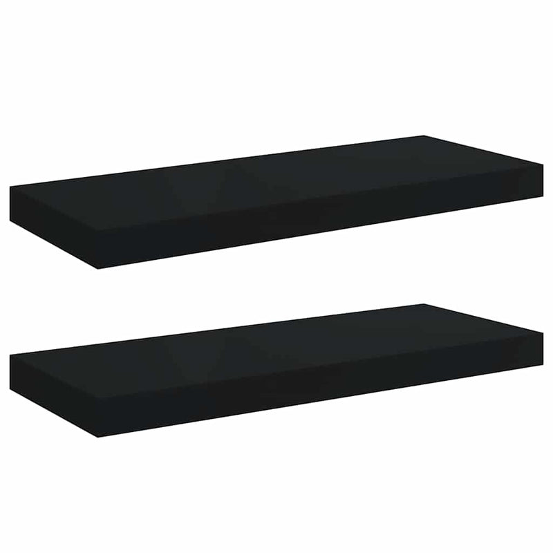 Rafturi de perete suspendate, 2 buc., negru, 60x23,5x3,8 cm MDF