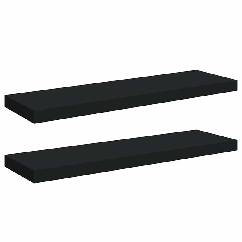 Rafturi de perete suspendate 2 buc., negru, 80x23,5x3,8 cm, MDF