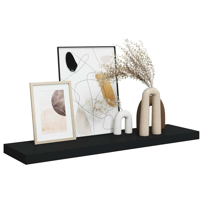 Raft de perete suspendat, negru, 90x23,5x3,8 cm, MDF