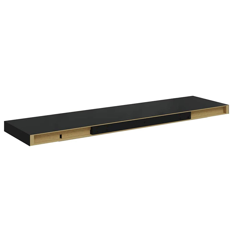 Raft de perete suspendat, negru, 90x23,5x3,8 cm, MDF