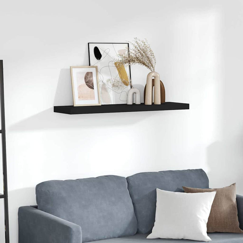 Raft de perete suspendat, negru, 90x23,5x3,8 cm, MDF