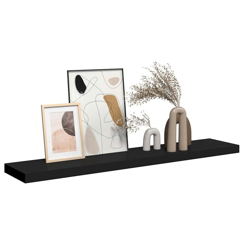 Raft de perete suspendat, negru, 120x23,5x3,8 cm, MDF