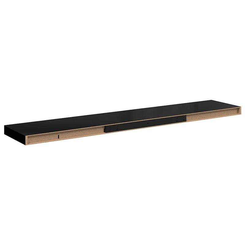Raft de perete suspendat, negru, 120x23,5x3,8 cm, MDF