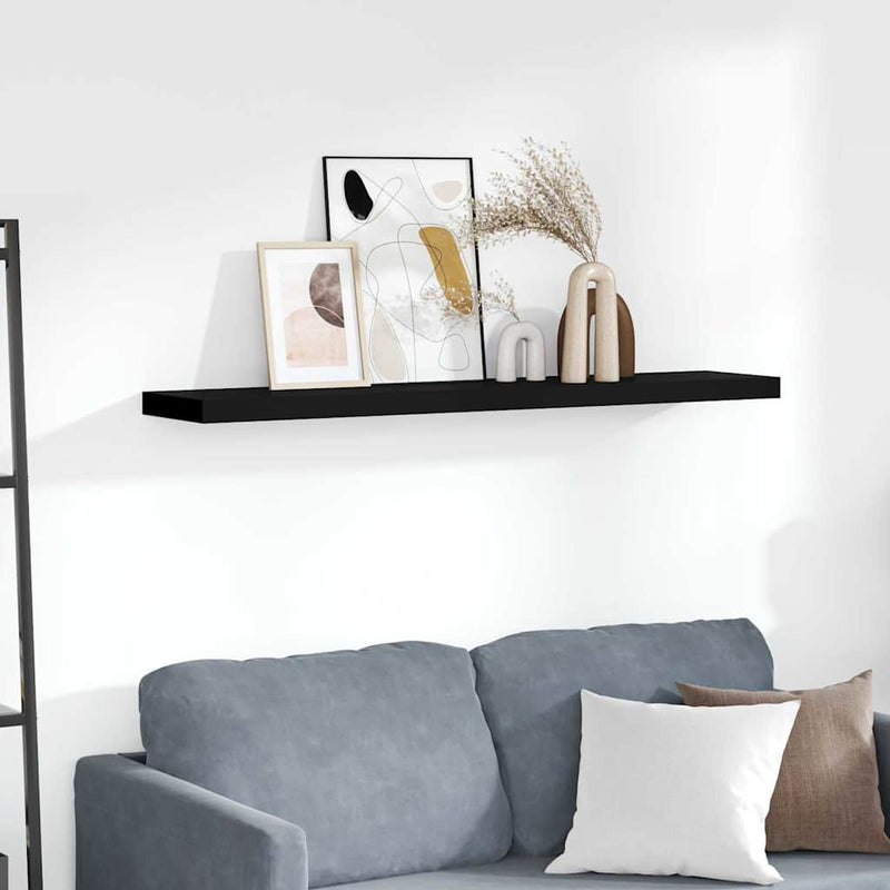 Raft de perete suspendat, negru, 120x23,5x3,8 cm, MDF