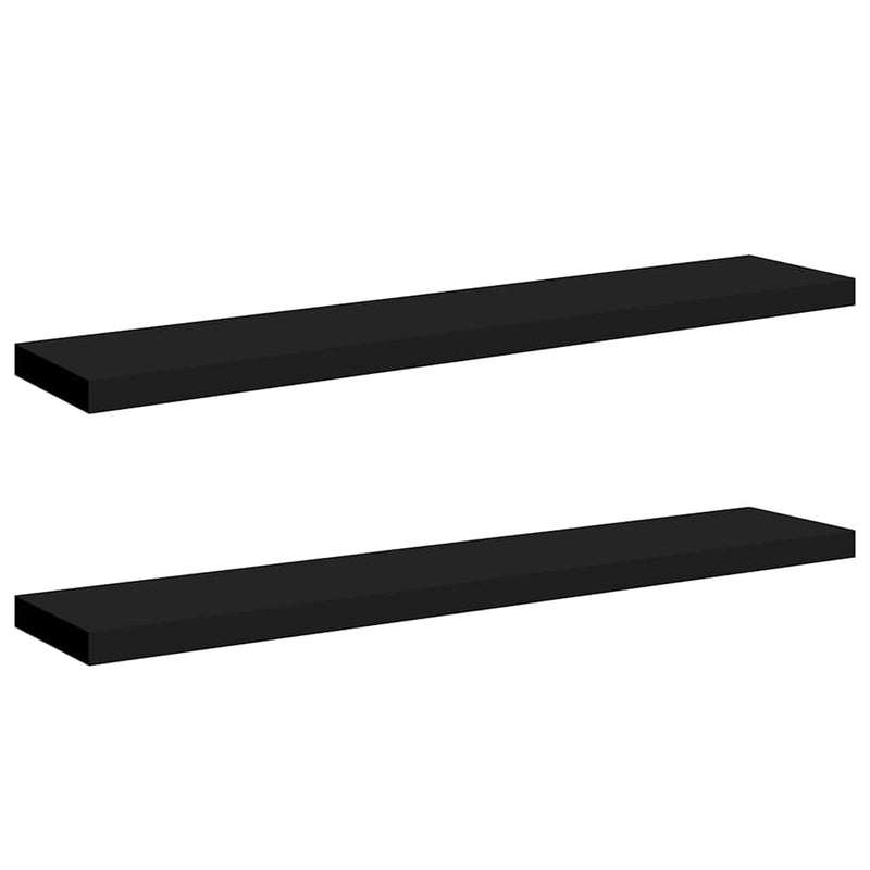 Rafturi de perete suspendate 2 buc., negru 120x23,5x3,8 cm, MDF