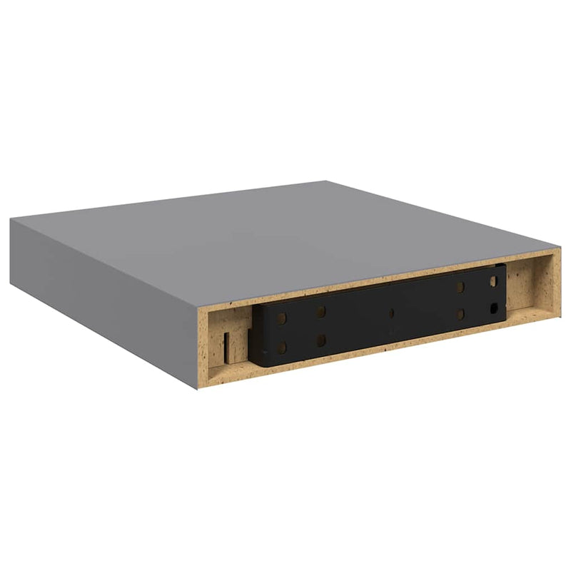 Raft de perete suspendat, gri, 23x23,5x3,8 cm, MDF