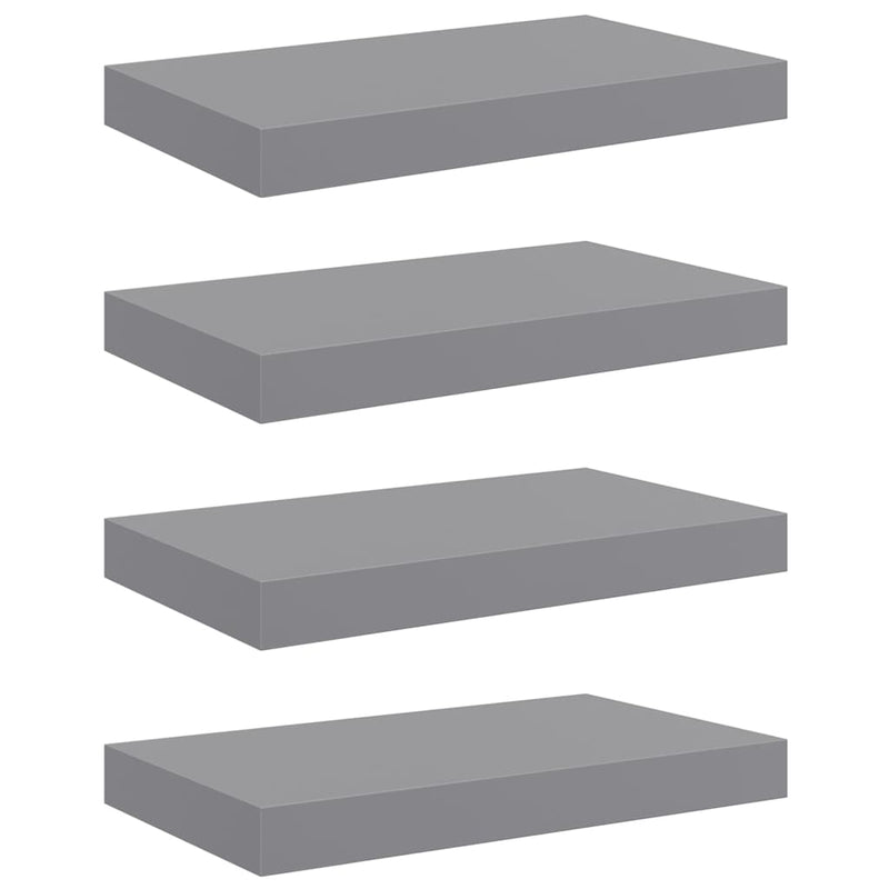 Rafturi de perete suspendate, 4 buc., gri, 40x23,5x3,8 cm, MDF