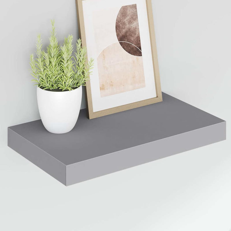 Rafturi de perete suspendate, 4 buc., gri, 40x23,5x3,8 cm, MDF