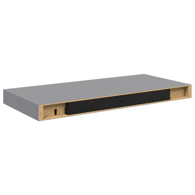 Raft de perete suspendat, gri, 50x23,5x3,8 cm, MDF