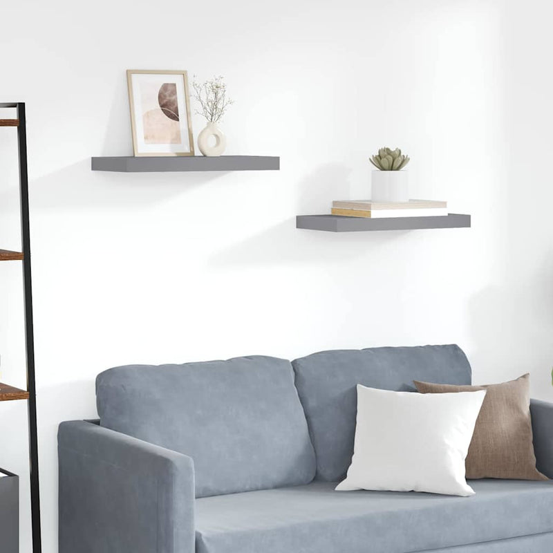 Raft de perete suspendat, gri, 50x23,5x3,8 cm, MDF