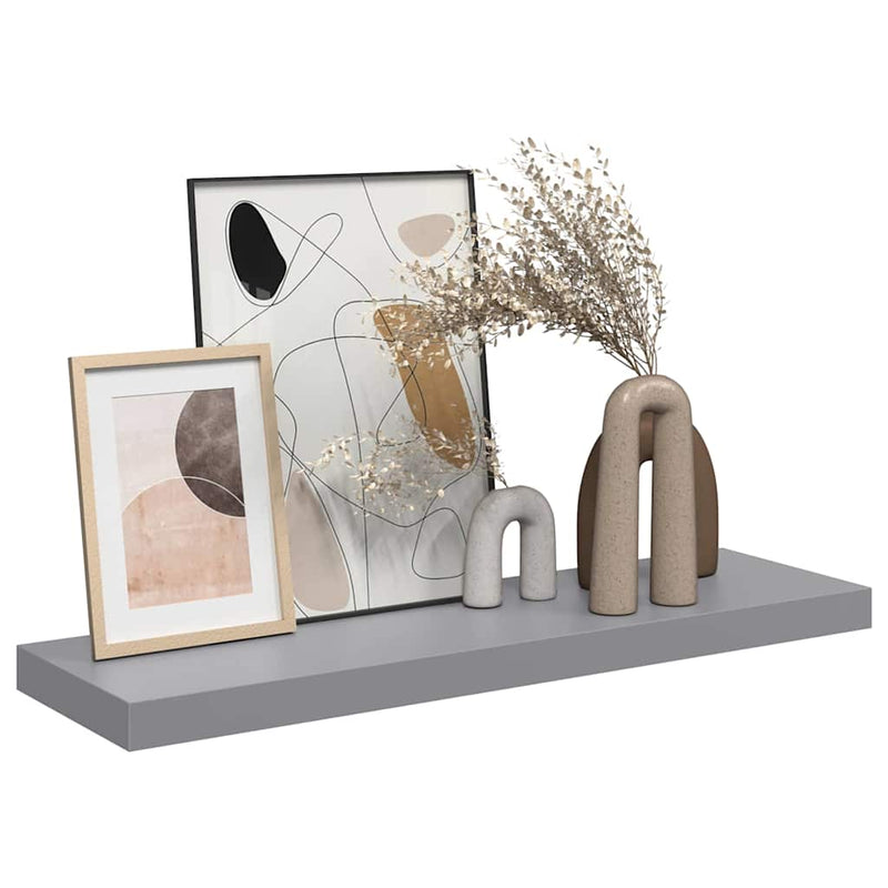 Raft de perete suspendat, gri, 80x23,5x3,8 cm, MDF