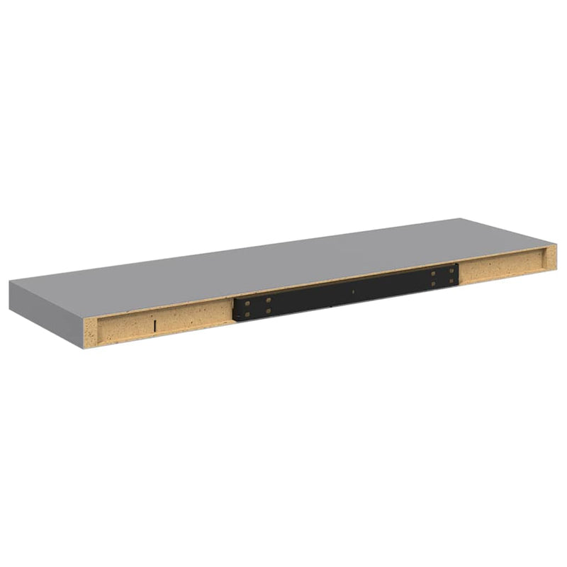 Raft de perete suspendat, gri, 80x23,5x3,8 cm, MDF
