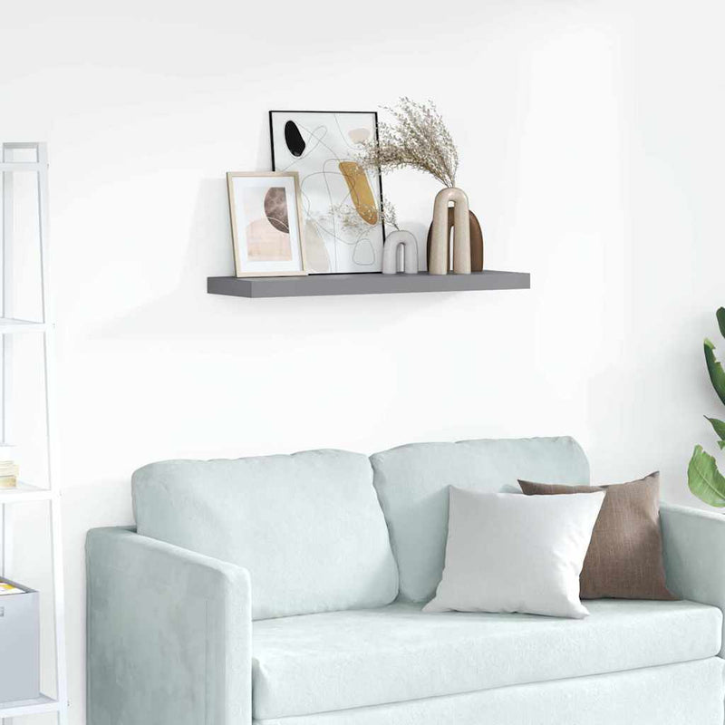 Raft de perete suspendat, gri, 80x23,5x3,8 cm, MDF