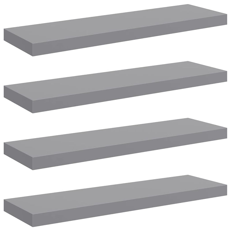 Rafturi de perete suspendate, 4 buc., gri, 80x23,5x3,8 cm, MDF