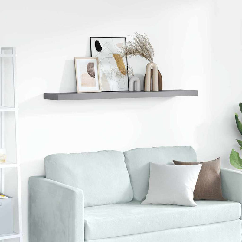 Raft de perete suspendat, gri, 120x23,5x3,8 cm, MDF