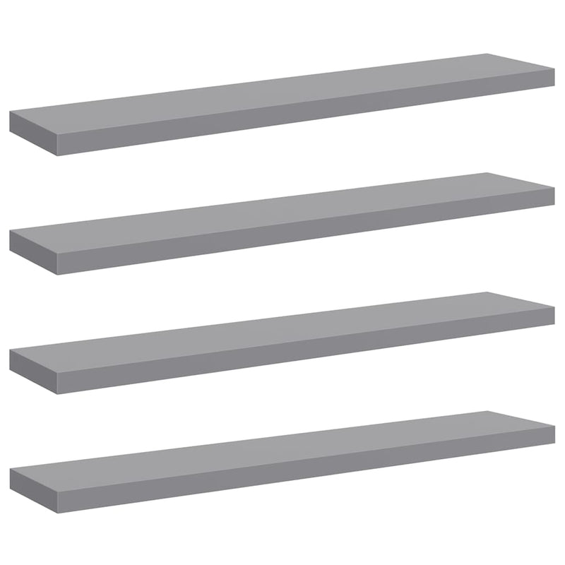 Rafturi de perete suspendate, 4 buc., gri, 120x23,5x3,8 cm, MDF