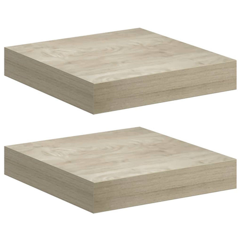 Rafturi perete suspendate, 2 buc., stejar, 23x23,5x3,8 cm, MDF