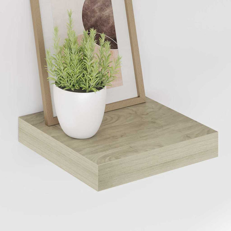 Rafturi perete suspendate, 2 buc., stejar, 23x23,5x3,8 cm, MDF