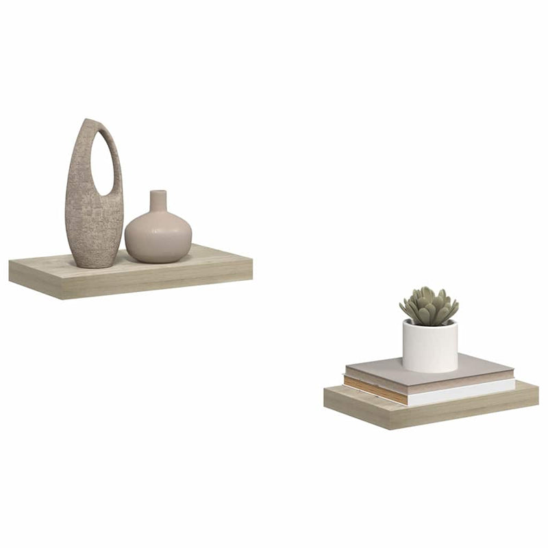Rafturi de perete suspendate, 2 buc., stejar, 40x23,5x3,8 cm, MDF