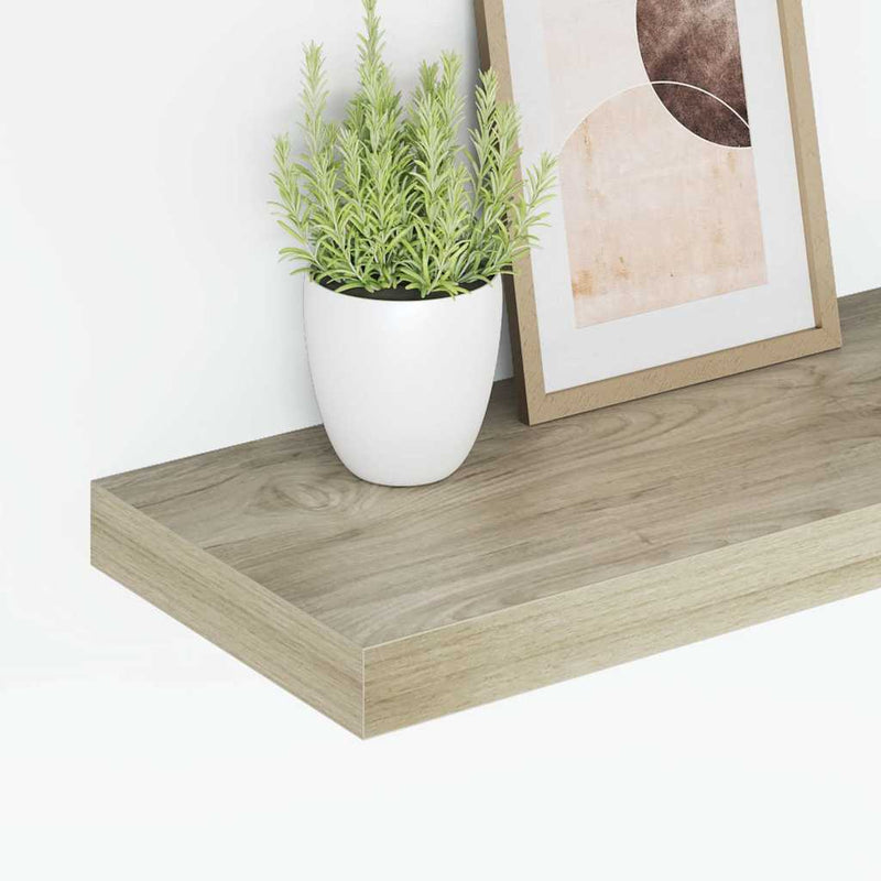 Rafturi de perete suspendate, 2 buc., stejar, 50x23,5x3,8 cm, MDF
