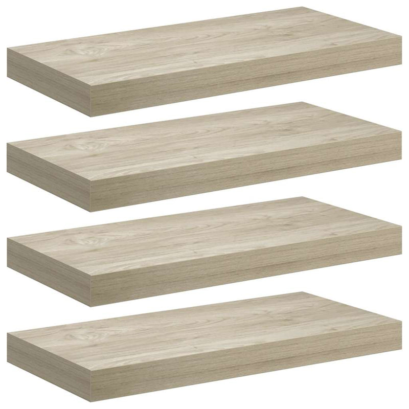 Rafturi de perete suspendate, 4 buc., stejar, 50x23x3,8 cm, MDF