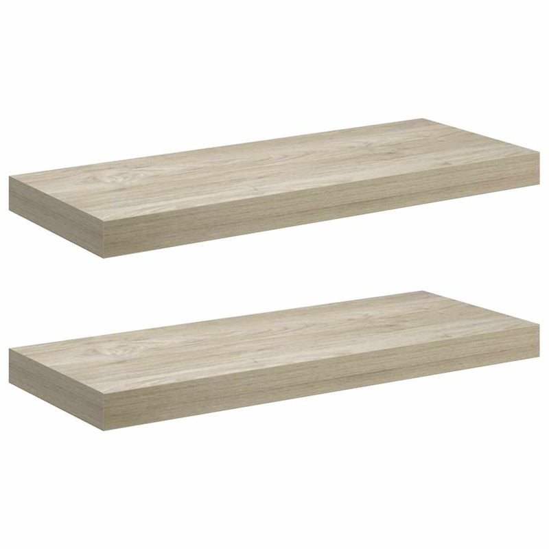 Rafturi de perete suspendate, 2 buc., stejar 60x23,5x3,8 cm MDF
