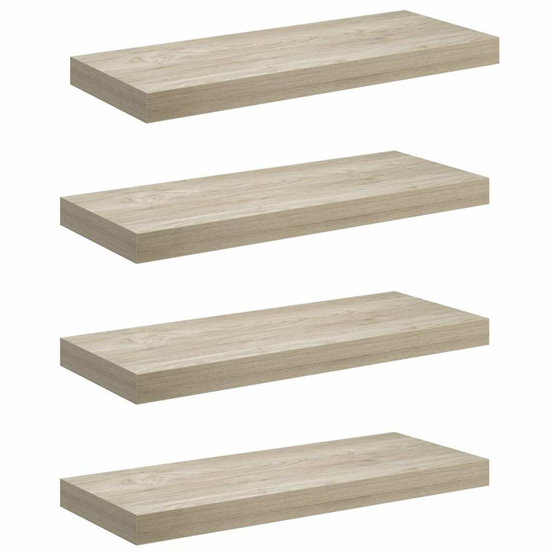 Rafturi de perete suspendate, 4 buc., stejar 60x23,5x3,8 cm MDF