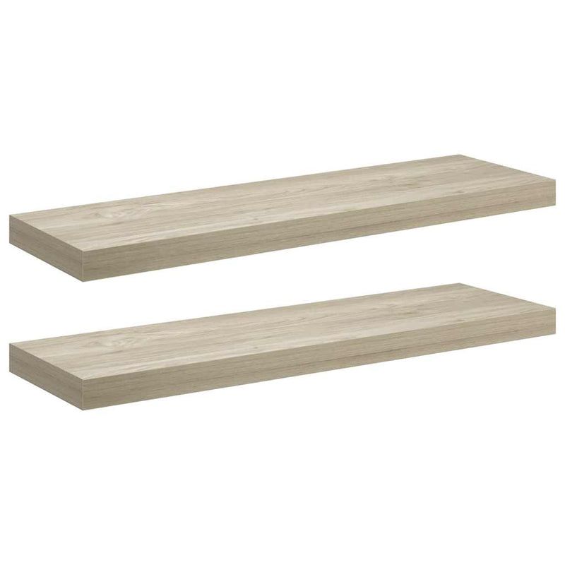 Rafturi de perete suspendate 2 buc., stejar, 80x23,5x3,8 cm MDF