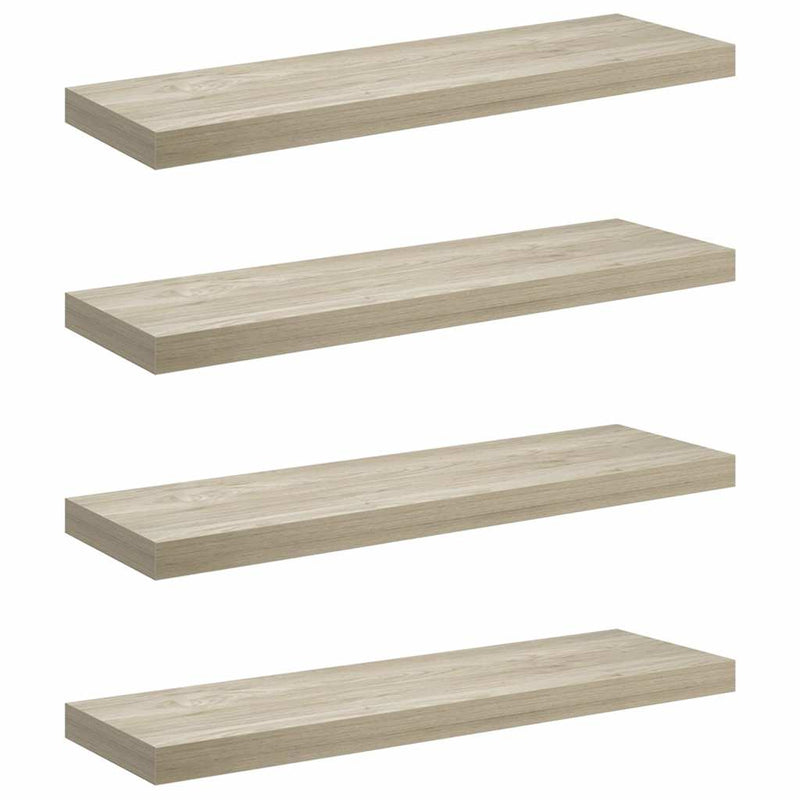 Rafturi de perete suspendate 4 buc., stejar, 80x23,5x3,8 cm MDF