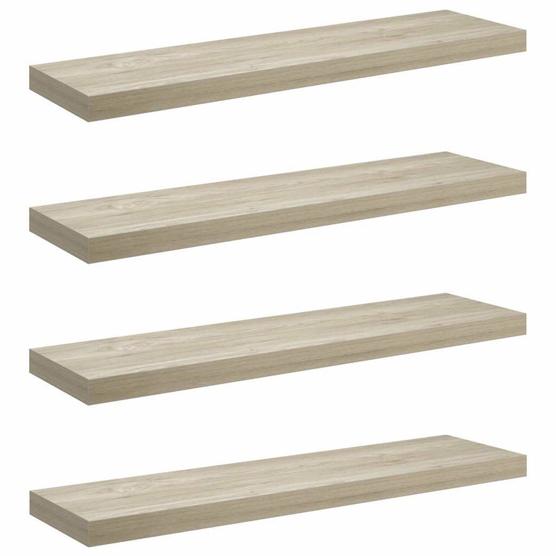 Rafturi de perete suspendate 4 buc. stejar, 90x23,5x3,8 cm, MDF