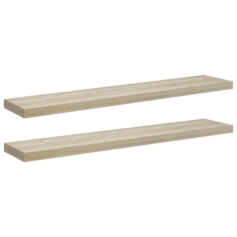 Rafturi perete suspendate, 2 buc., stejar, 120x23,5x3,8 cm, MDF