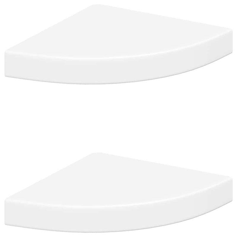 Rafturi colțar de perete, 2 buc., alb, 25 x 25 x 3,8 cm, MDF