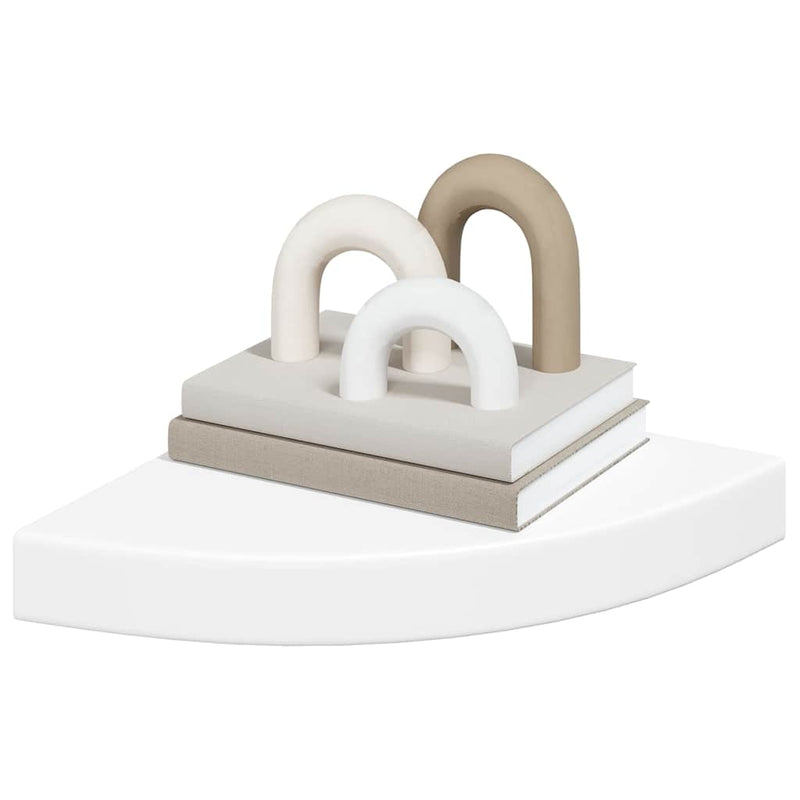 Rafturi colțar de perete, 2 buc., alb, 25 x 25 x 3,8 cm, MDF