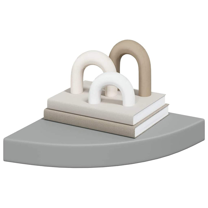 Raft de colț suspendat, gri, 25x25x3,8 cm, MDF