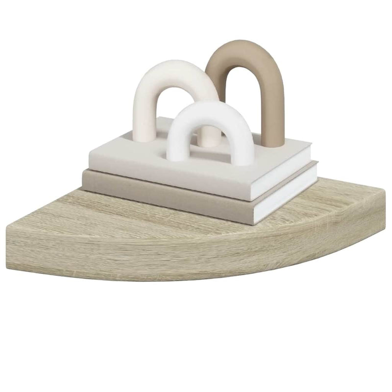 Rafturi colțar de perete, 4 buc., stejar, 25 x 25 x 3,8 cm, MDF