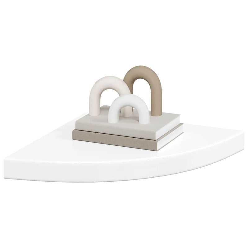 Rafturi de perete, 2 buc., alb extralucios, 35x35x3,8 cm, MDF