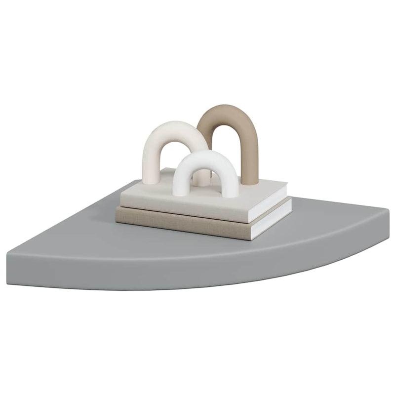 Raft colțar de perete, gri, 35 x 35 x 3,8 cm, MDF