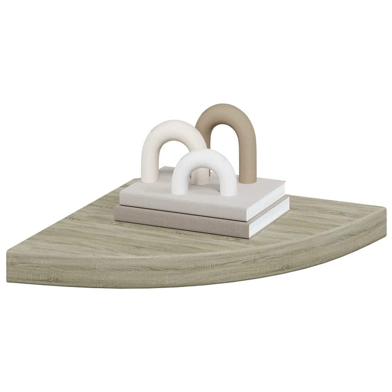 Raft colțar de perete, stejar, 35 x 35 x 3,8 cm, MDF
