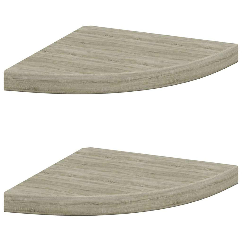 Rafturi colț de perete, 2 buc., stejar, 35x35x3,8 cm, MDF