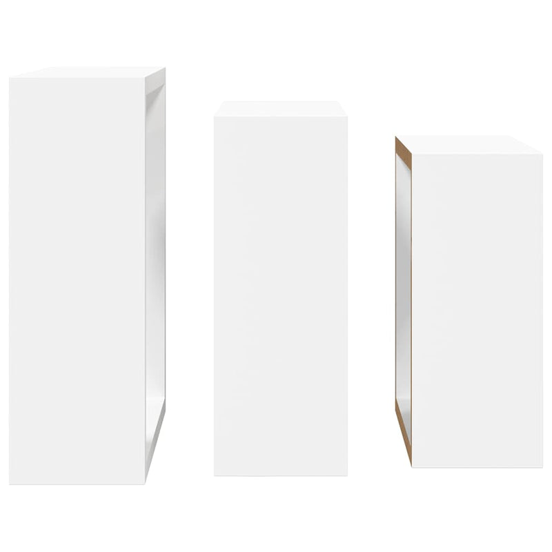 Rafturi cub de perete, 3 buc., alb, MDF