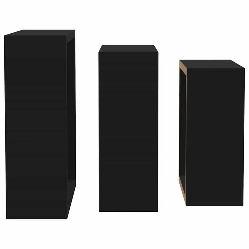 Rafturi cub de perete, 3 buc., negru, MDF