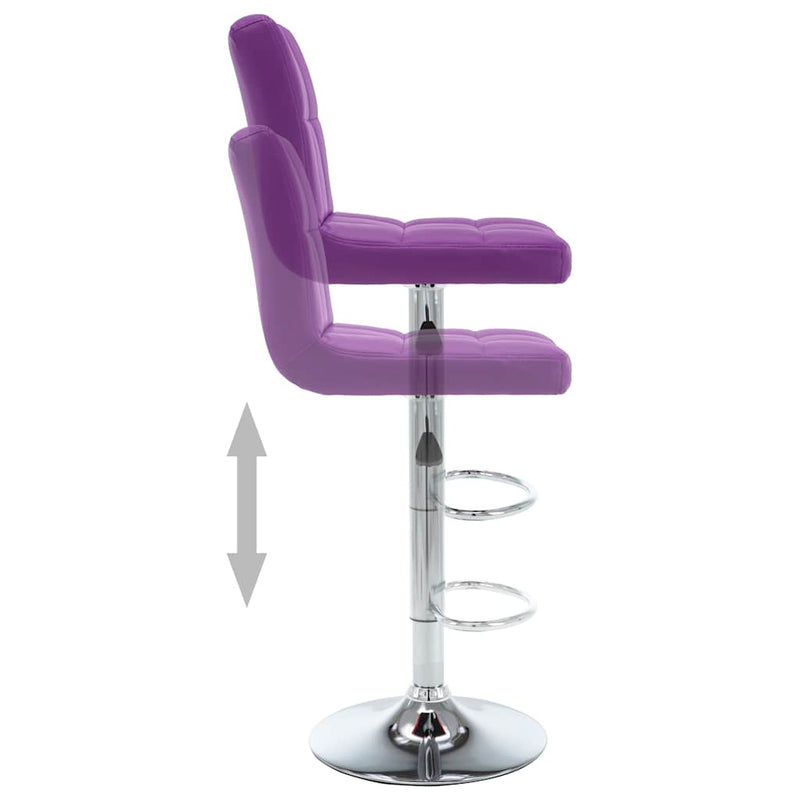 Scaune de bar, 2 buc., violet, piele ecologică