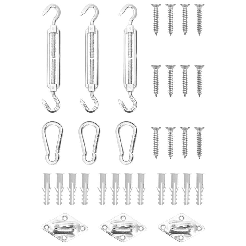 Set de accesorii parasolar, 9 piese, oțel inoxidabil