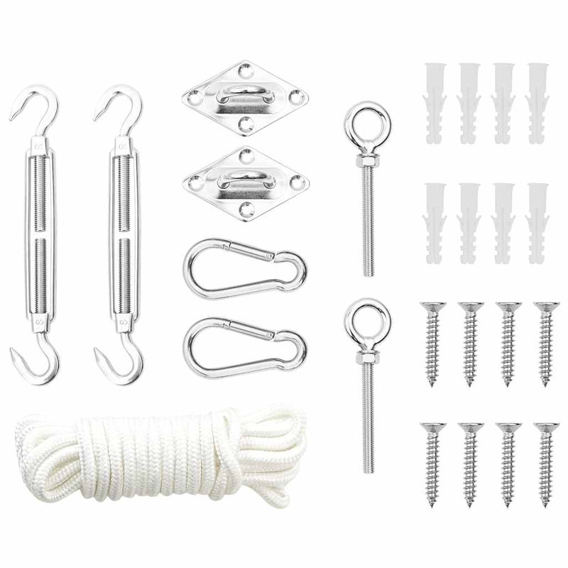 Set accesorii parasolar, 9 piese, oțel inoxidabil