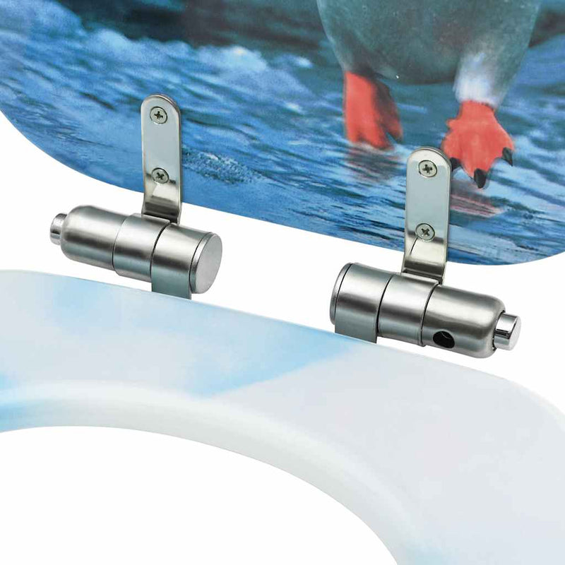 Scaune WC, capac silențios, 2 buc., MDF, model pinguini