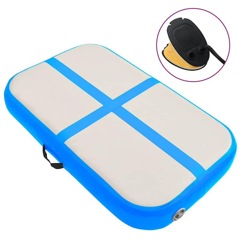 Saltea gimnastică gonflabilă cu pompă albastru 60x100x10 cm PVC