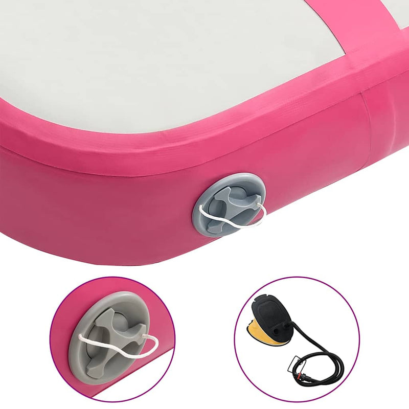 Saltea gimnastică gonflabilă cu pompă roz 600x100x20 cm PVC
