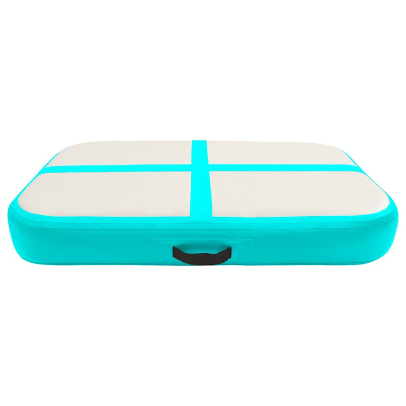 Saltea gimnastică gonflabilă cu pompă verde 600x100x20 cm PVC