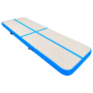 Saltea gimnastică gonflabilă cu pompă albastru 300x100x15cm PVC